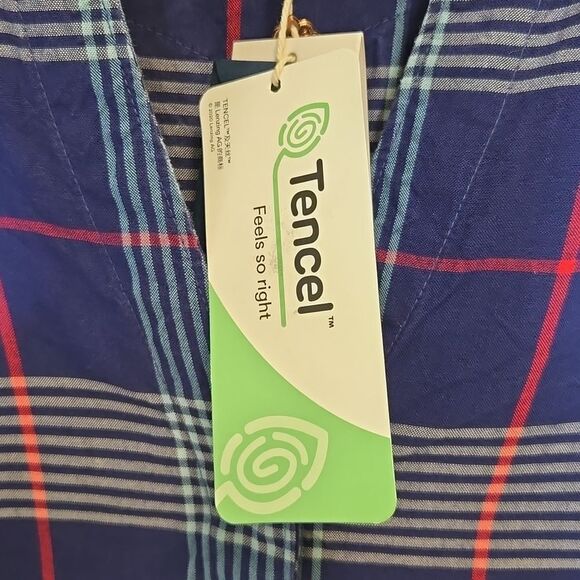 Hatley Olivia Blouse in Patriot Blue Plaid Women's Size Large Button Down Shirt - Picture 7 of 10